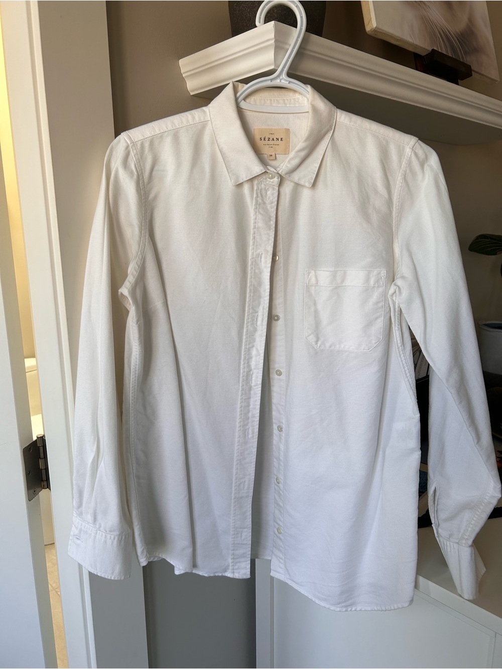 Sézane White Long-Sleeve Button-Up Shirt